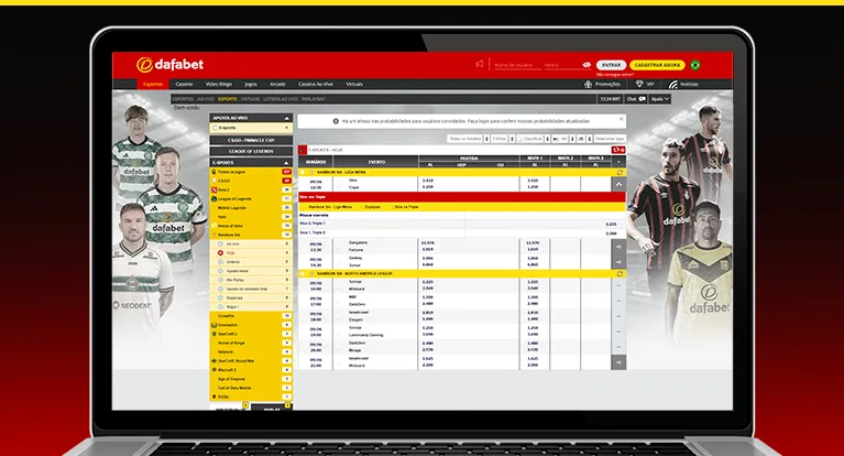 imagem mostra notebook aberto na página de apostas em Rainbow Six da Dafabet