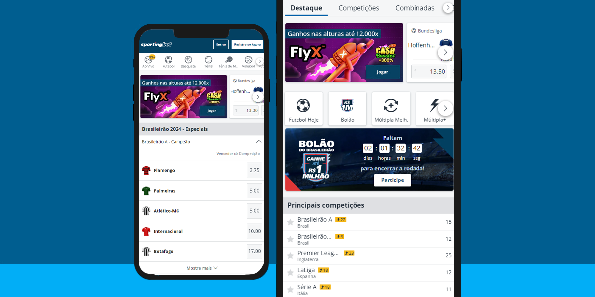 Imagem mostra notebook e smartphone abertos no app da Sportingbet