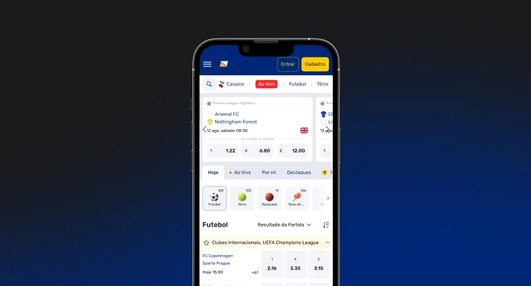 imagem mostra smartphone centralizado aberto na página principal da versão mobile da inplayBet