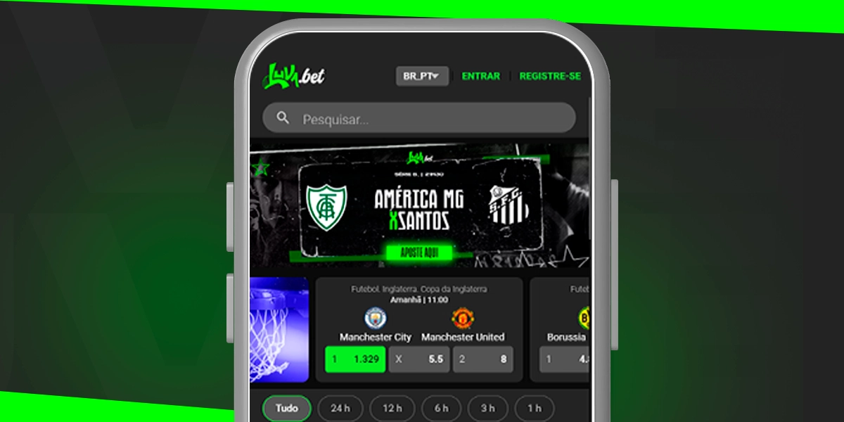 Imagem mostra smartphone aberto no app da Luvabet